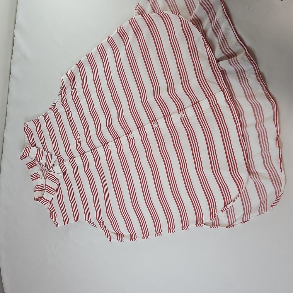 BeachLunchLounge Red White Blouse Swim Cover up. Size L